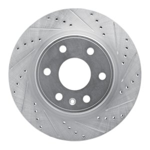 Buick Enclave Brake Rotor (1) - Front Right - R1 Concepts - Drilled & Slotted - Silver - `07-`17